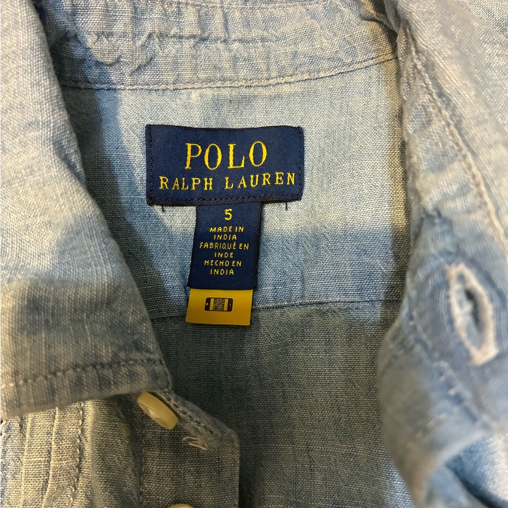 Polo Ralph Lauren light weight denim kids Sz 5 Blue Button-Up Dress - Picture 2 of 5